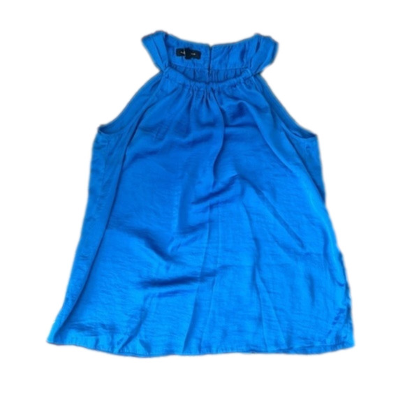 Spense Tops - FLOWY & Silky Blue Sleeveless Top